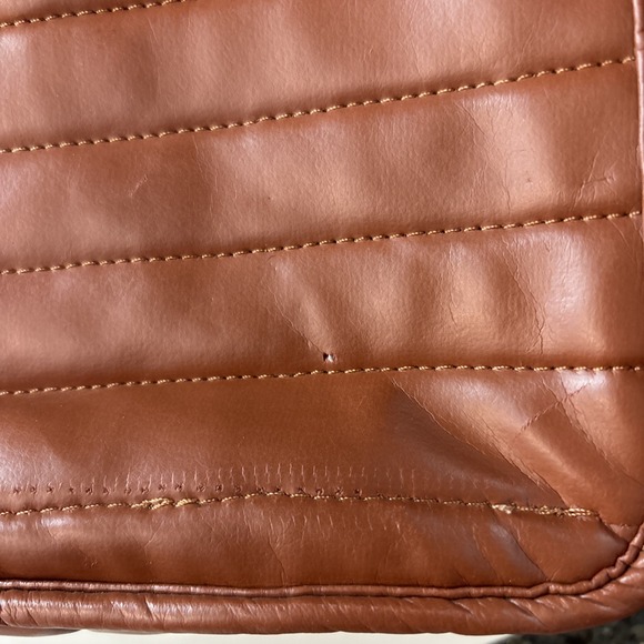 Vintage 1970s Sarne Spacesac Brown Nylon Puffy Quilted Shoulder Bag - Squeeze Me - Picture 9 of 12